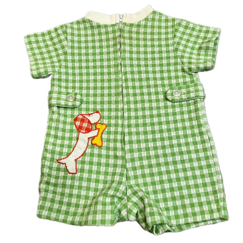 Rare Vintage 1970s Wiener Dog Dachshund onesie one piece appliqué Health-Tex